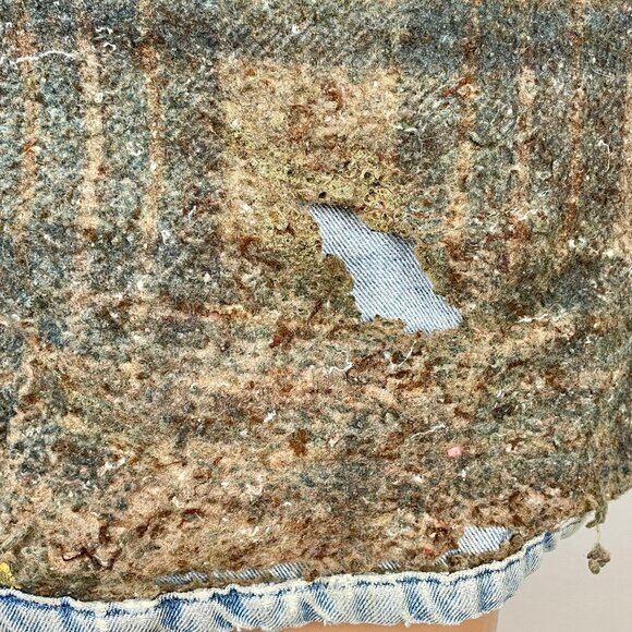 Vtg Carhartt CB0408 Blanket Lined Denim Chore Jacket Sz L Distressed Farmcore - Picture 9 of 12